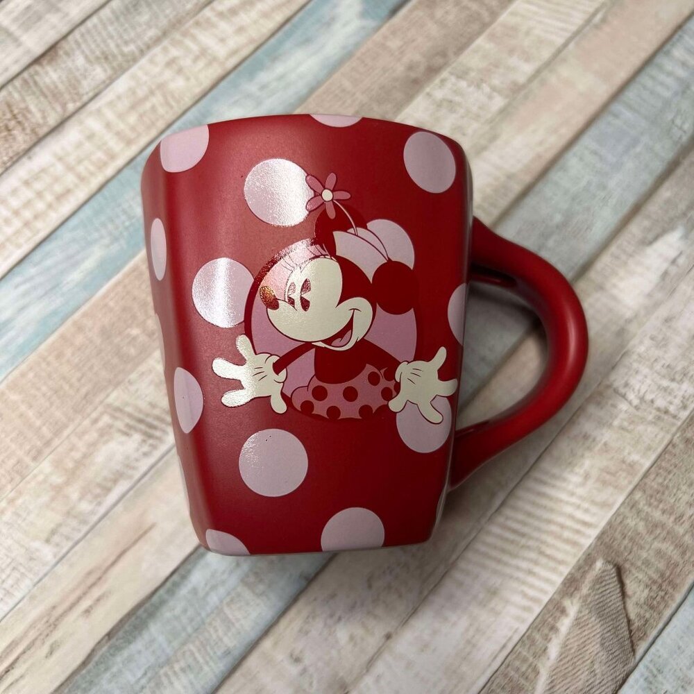 Disney Parks Minnie Mouse Polka Dot Coffee Mug Red Pink White
